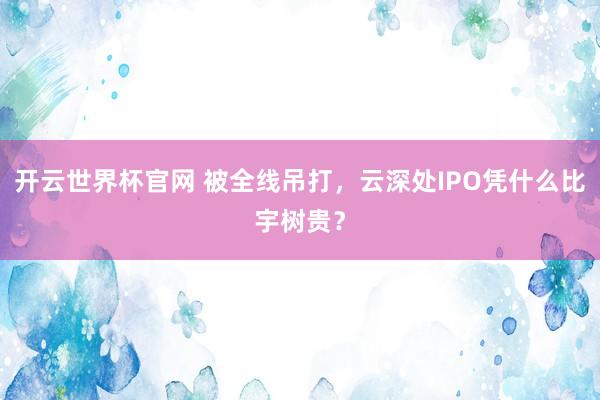 開云世界杯官網(wǎng) 被全線吊打,云深處IPO憑什么比宇樹貴?